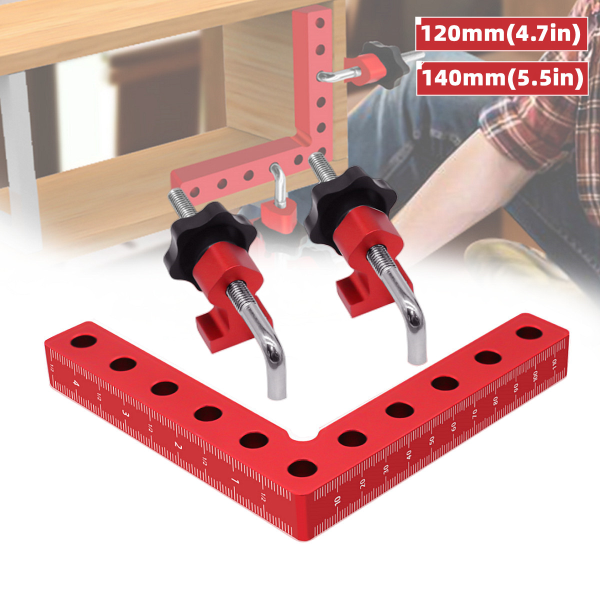 Silginnes 90 Degree Positioning Squares Right Angle Clamps for Woodworking,  4 Pack（5.5''*5.5''）Aluminium Alloy Corner Clamp Woodworking Carpenter