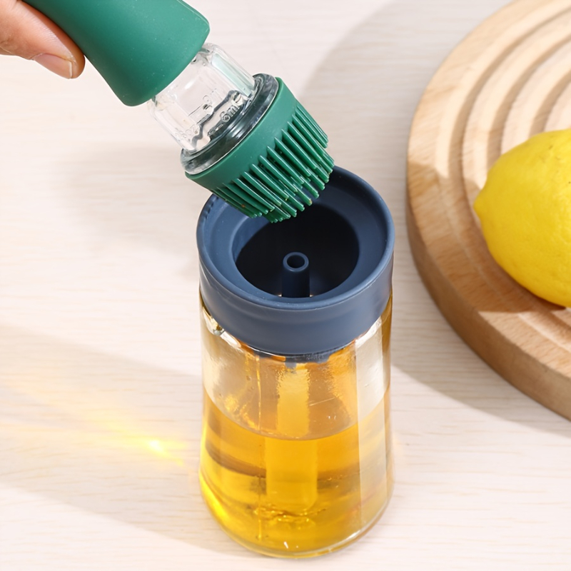 2 In 1 Olive Oil Bottle and Brush Kitchen Silicone Oil Brush Baking  Barbecue Dispenser Oil Sauce Container BBQ Tool Cooking Gift