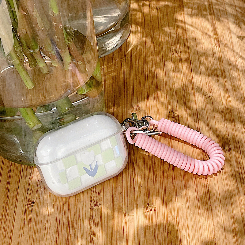 Protective Case For With Green Grid Design, Beautiful Earphone Cover With  Hanging Strap For 1/2/3/pro/pro 2 - Temu