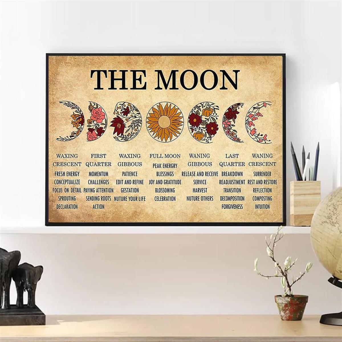 Moon Print Moon Poster Moon Art Moon Wall Art, Full Moon, Gold