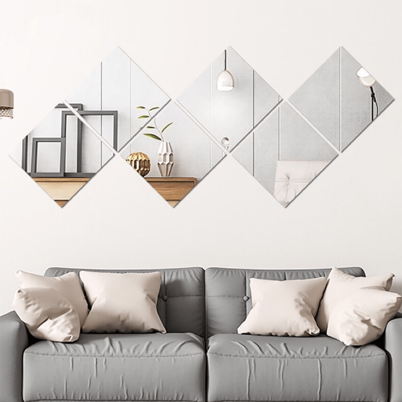 Self Adhesive Mirror Tiles DIY Wall Stickers Stick on Home Living Room Art  Decor