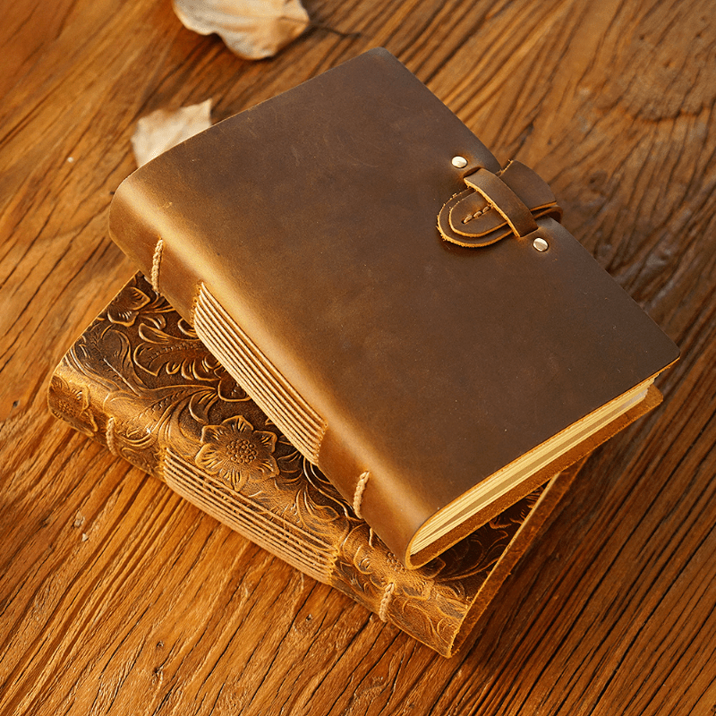 Vintage Embossed Leather Gold Hard Cover Bible Notebook - Temu