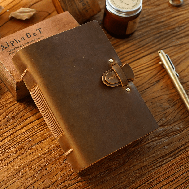 Handmade Sketchbook Cowhide Cover Vintage Notebook Creative - Temu