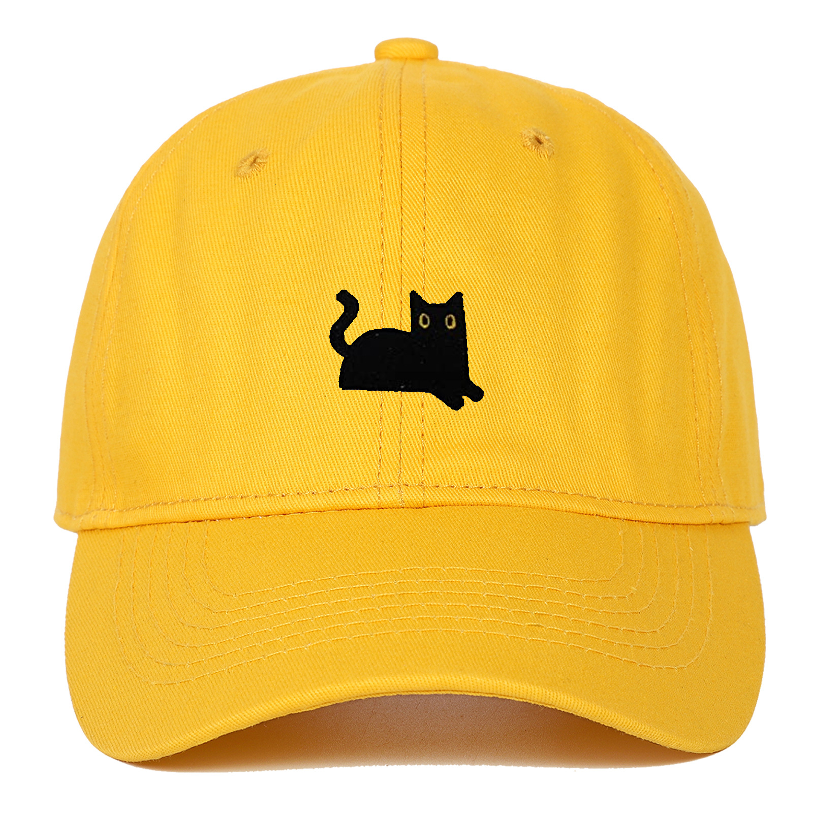 1pc Black Cat Embroidery Soft Top Baseball For Men And Women
