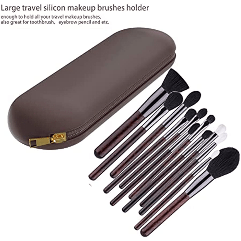 Silicone Makeup Brush Holder Case, Full Sized & Larger Brushes Fit,  Cosmetic Brush Holder Organizer, Silicon Make Up Brush Container for  Travel, Daily Use, Black (Makeup Brushes Not Included) 