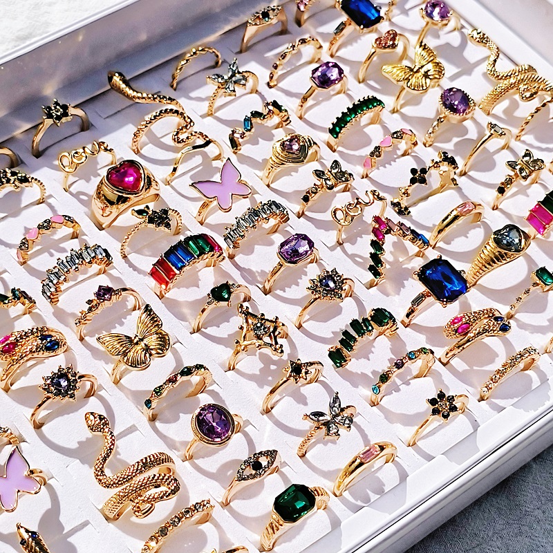 20 piezas/  anillos coloridos de moda para mujer, diseño   con   y serpiente, juego de joyería de lujo al por mayor
