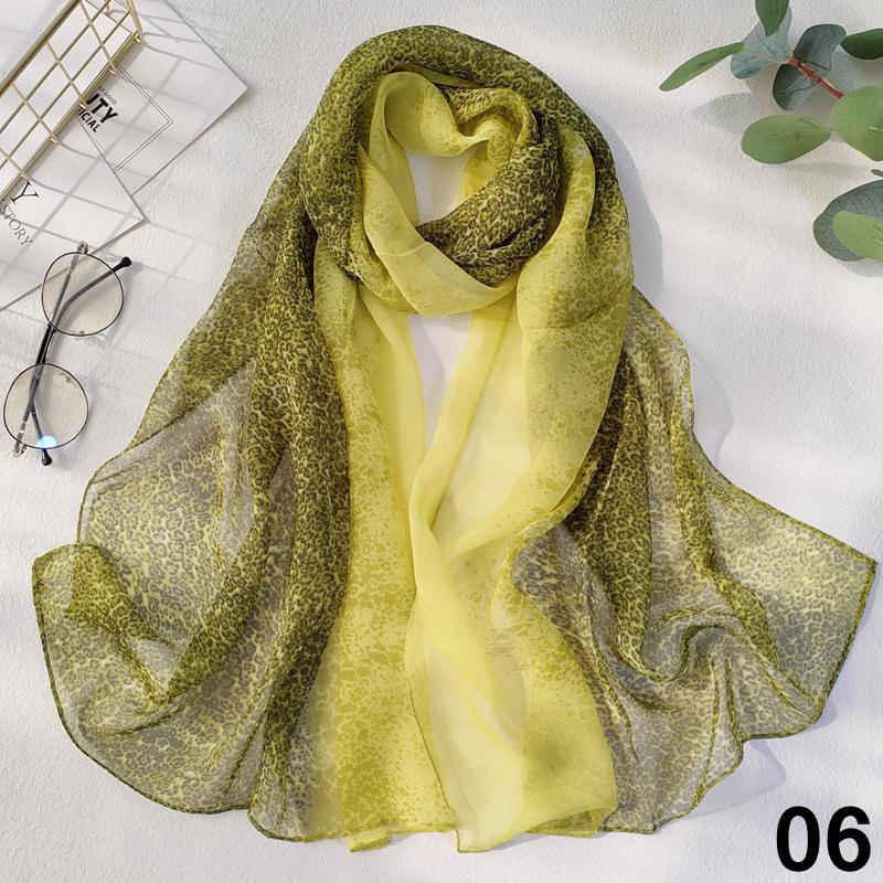 Leopard Print Lightweight Scarf Chiffon Silk Feel Breathable Sunscreen Beach