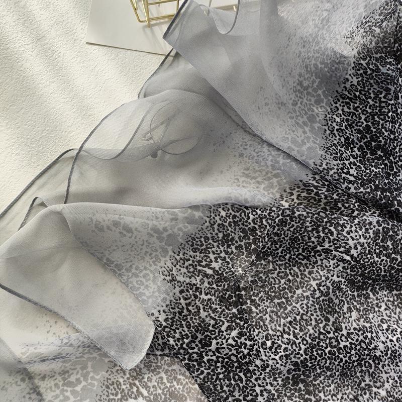 Leopard Print Lightweight Scarf Chiffon Silk Feel Breathable Sunscreen Beach