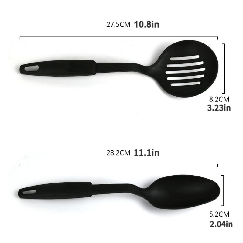 6Pcs Nylon Kitchen Utensils Multifunction Black Shovel Spoon Soup