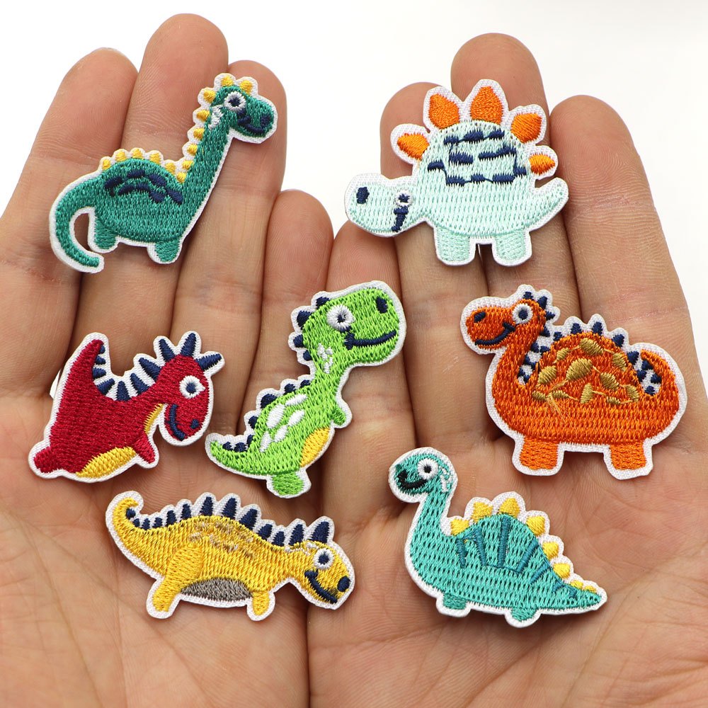

7pcs Dinosaur Iron On Patches Embroidered Applique Patch For Clothing Outdoor Badges For Jackets, Sew On Patches For Clothing Backpacks Jeans T-shirt