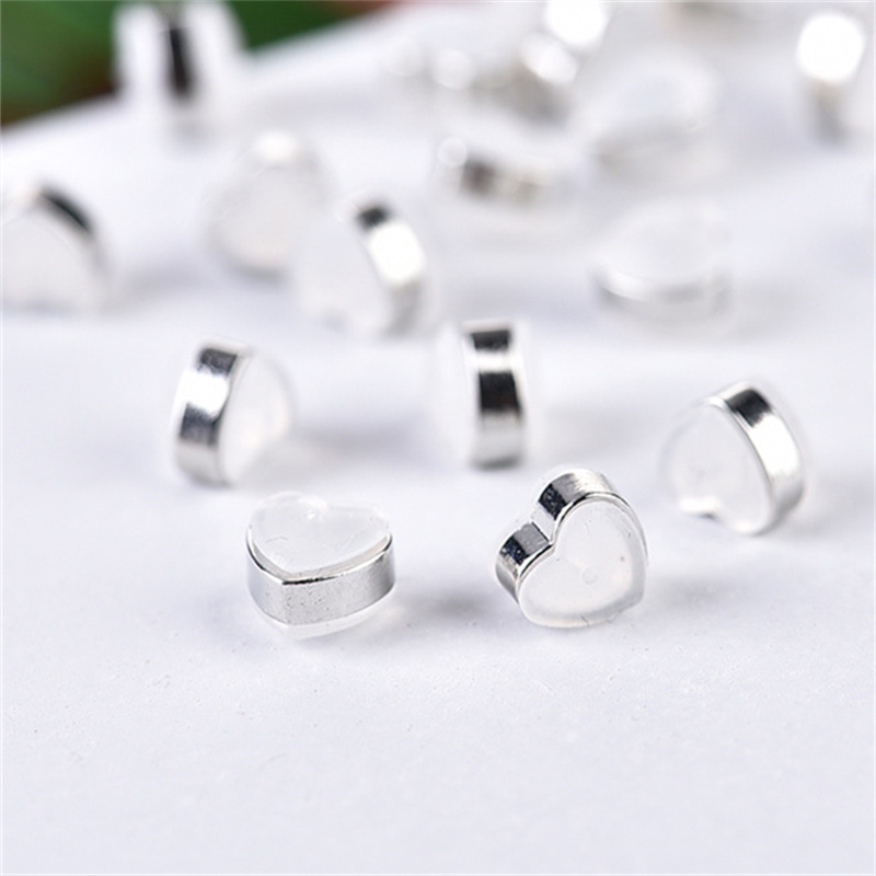 50pcs Soft Clear Heart Silicone Earring Backs Replacement