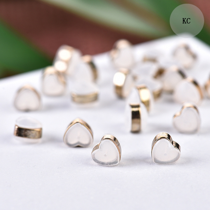 50pcs Soft Clear Heart Silicone Earring Backs Replacement