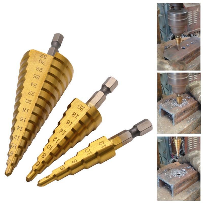 Cortador de agujeros para madera, broca cónica con revestimiento de titanio  HSS, herramientas de perforación, Metal