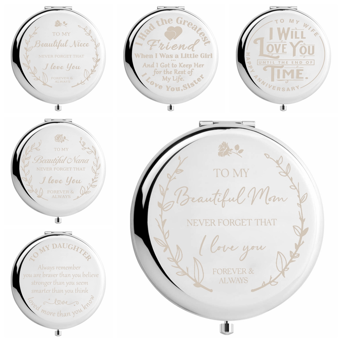 Birthday Gifts for Wife-I Love You Wife Silver Compact Mirror