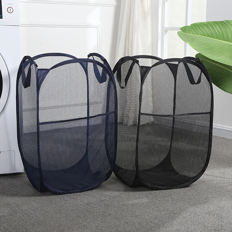 Transparent Mesh Folding Laundry Basket Home Portable Storage Basket Pop Up  Dirty Clothe Basket Folding Dirty