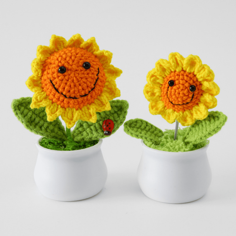 1pc Sonnenblume Handgestrickte Künstliche Mini-blumen Topfpflanze