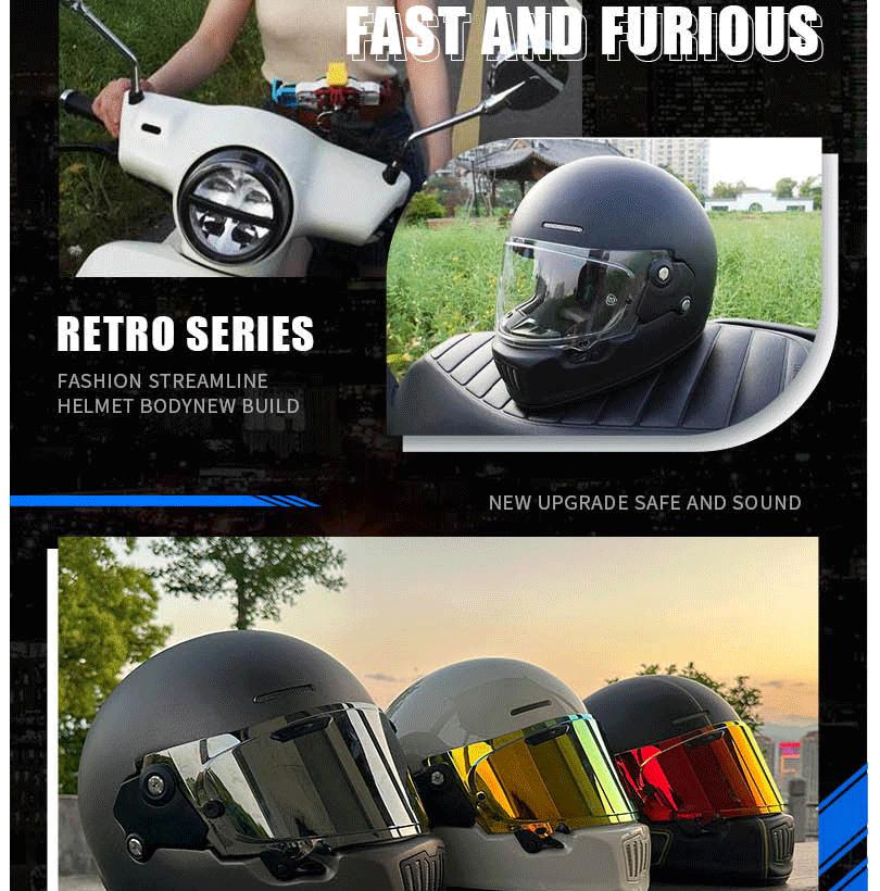 Retro Rapide Neo Motorcycle Helmet Dot Approved Full Face Coverage For