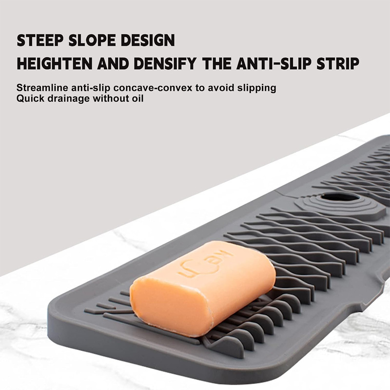Kitchen Sink Splash Guard - Silicone Drip Catcher Tray, Dish Soap Dispenser,  Sponge Holder Mat, for Kitchen