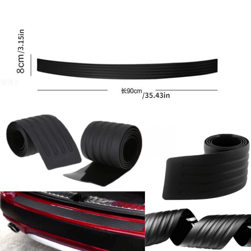 EverBrightt Trunk Rubber Protection Strip Car Rear Bumper Protector Cover  with 3M Tape Black + Red Set of 1
