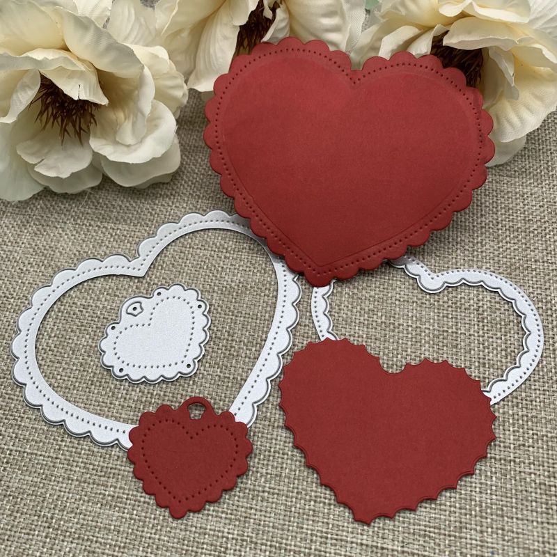 Love Heart Flower Frame Cutting Dies Metal Die Cuts For Diy - Temu