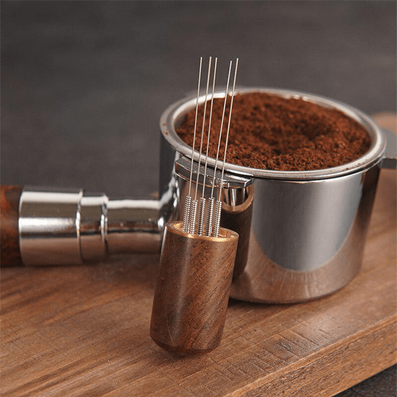 51mm Espresso Coffee Tamper & Stirrer Set - Wooden-Handle Spring-loaded  Calibrated Tamper with Premium Stainless Steel Base for Espresso Machine 