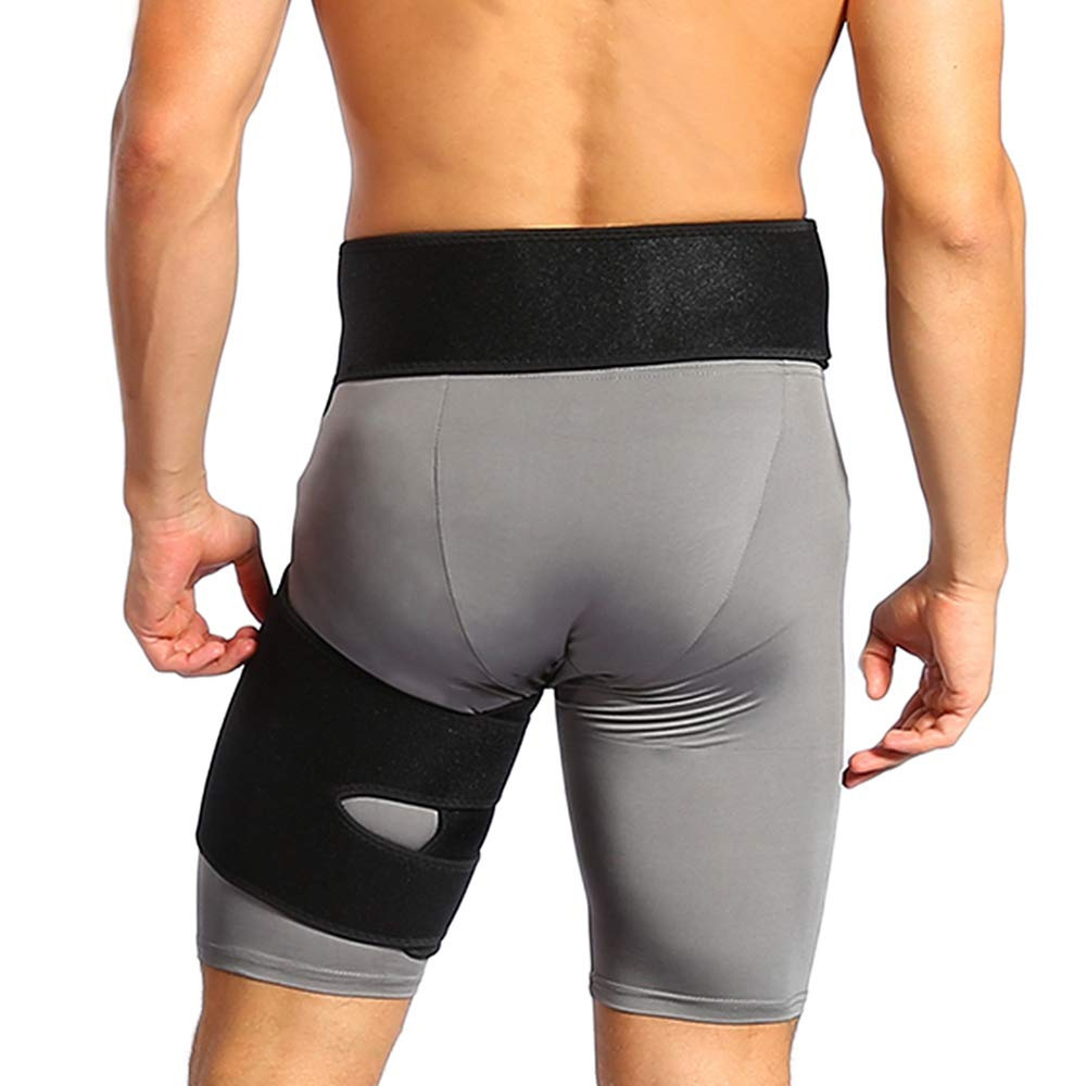 Groin Support Wrap, Thigh Compression Wrap, Adjustable Hip Joint Support Brace for Groin Muscle, Men And Women Gym Exercise Fitness Training Sport
