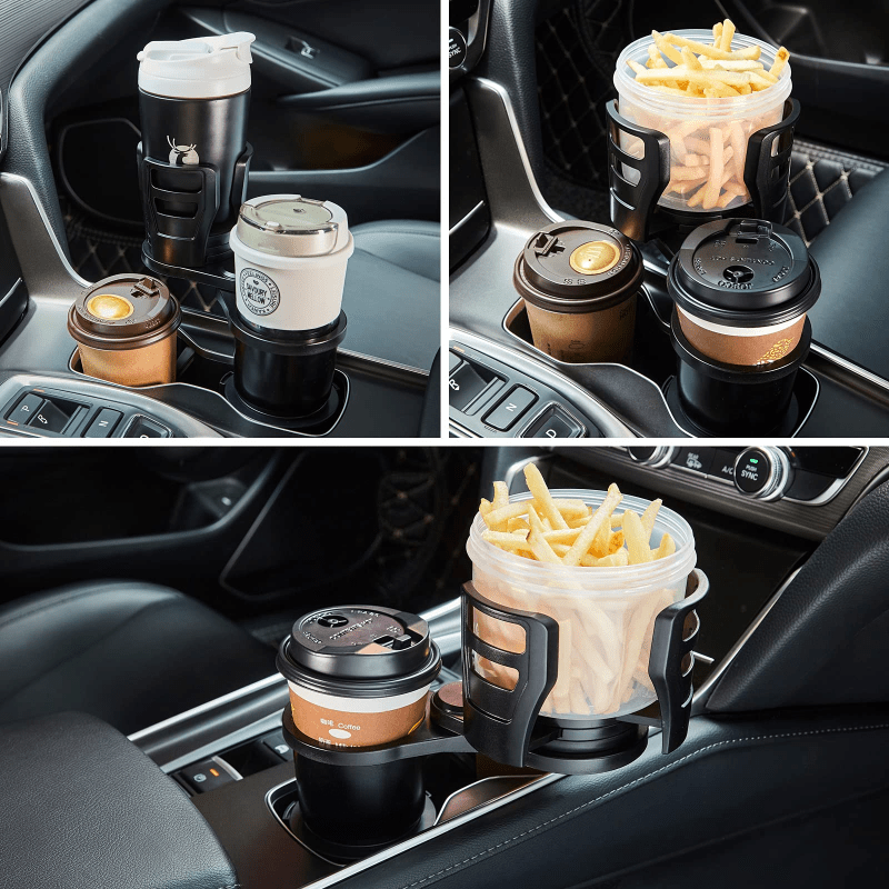 Multifunctional 2 In 1 Car Cup Holder 360° Rotating Adjustable Car Cup  Holder Expander Adapter Base Tray For Snack Bottles Cups