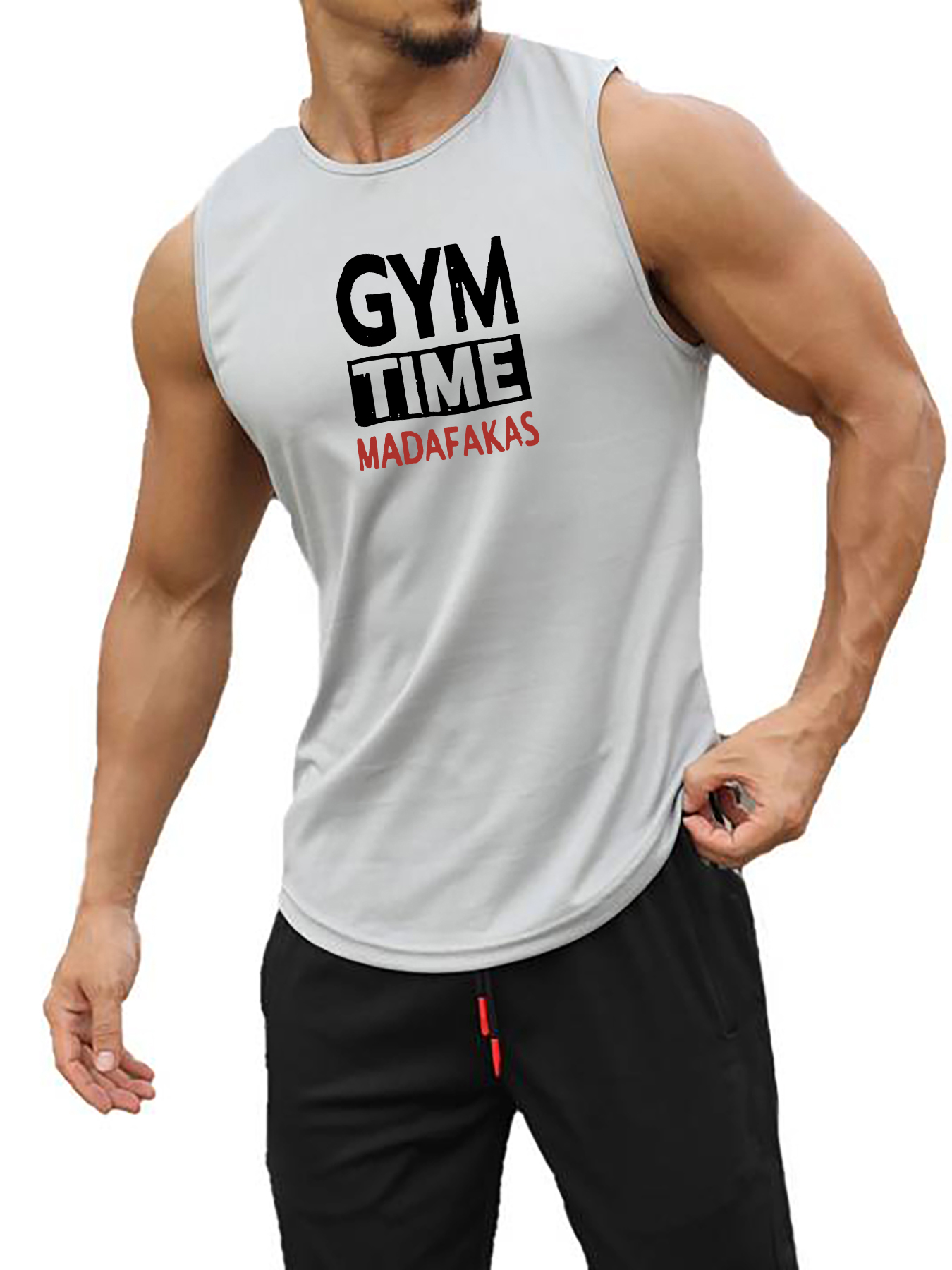 Estampado gym Time Camiseta Sin Mangas Cuello Redondo - Temu Chile