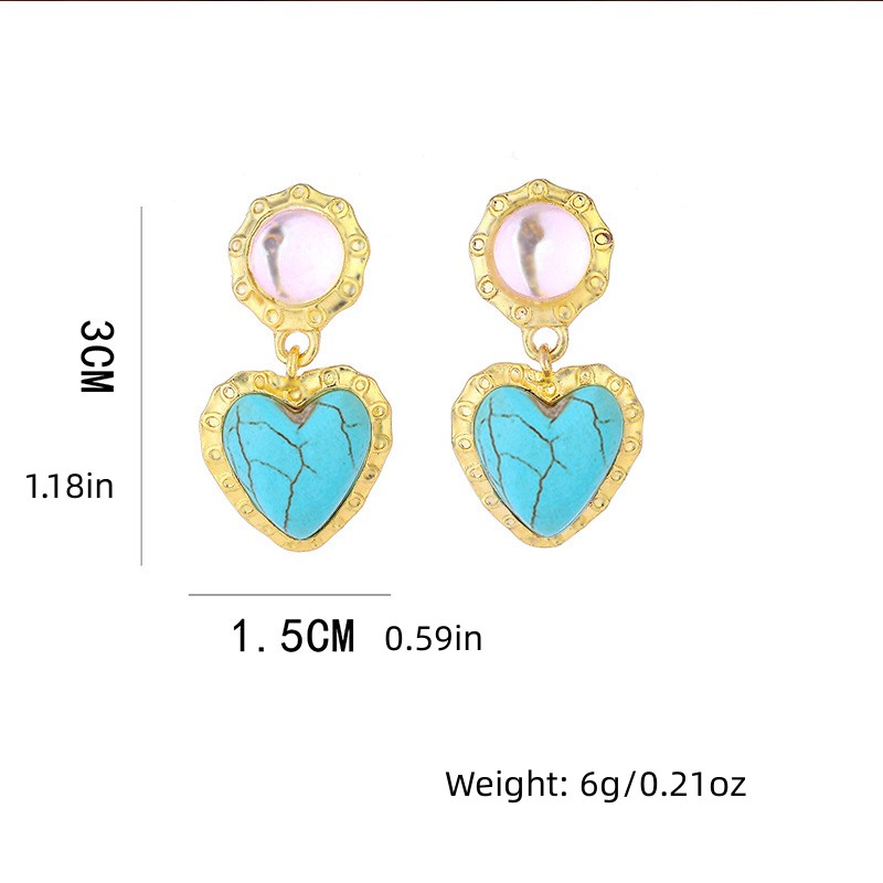 Gold 1.5 Embellished Crystal Heart Drop Earrings