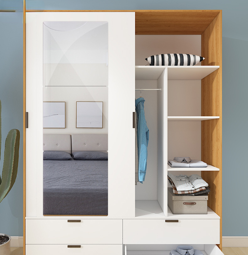 Full Length Mirror with Sliding Storage Cabinet