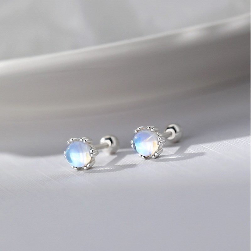 

2pcs, Moonstone Stud Earrings For Women Delicate Jewelry