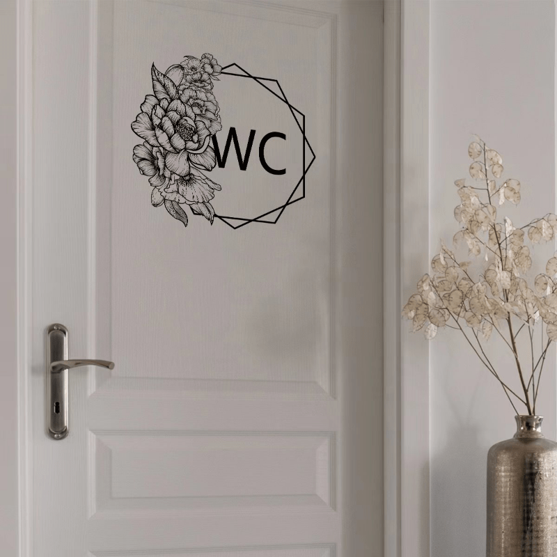 Wall Sticker Wc Toilet Black Wc Bathroom Home Decoration Pvc - Temu