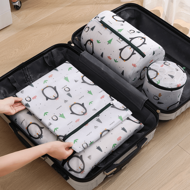 Travel Luggage Organizer Set With Shoe Bags Plastic Sorting - Temu