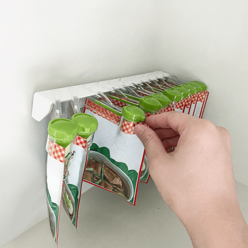 Supporto A Parete Per Sacchetti Organizer Da Cucina Per Di Spezie Con Clip  Di Chiusura 10pz