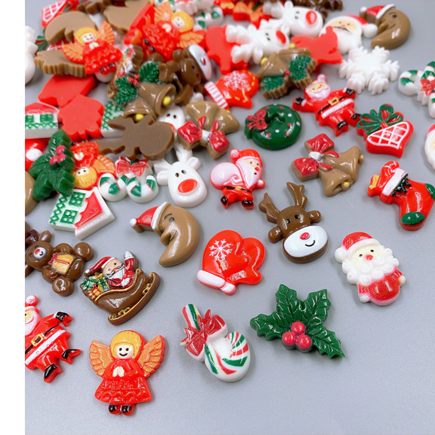 20 50 100pcs christmas assorted craft resin ornaments miniature ornaments santa snowman   resin decoration for craft making ornament scrapbooking diy crafts for stocking stuffers details 0