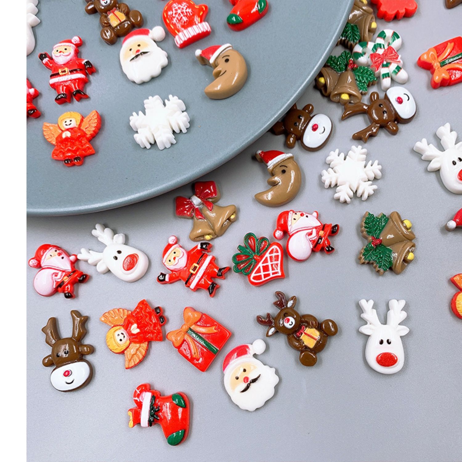 20 50 100pcs christmas assorted craft resin ornaments miniature ornaments santa snowman   resin decoration for craft making ornament scrapbooking diy crafts for stocking stuffers details 2