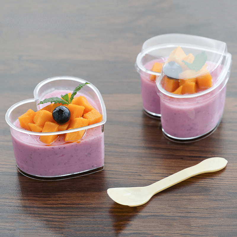 2pcs Pudding Cups With Lids, Heat & Freeze Resistant, For Ice Cream,  Mousse, Milk Pudding, Yogurt, Dessert