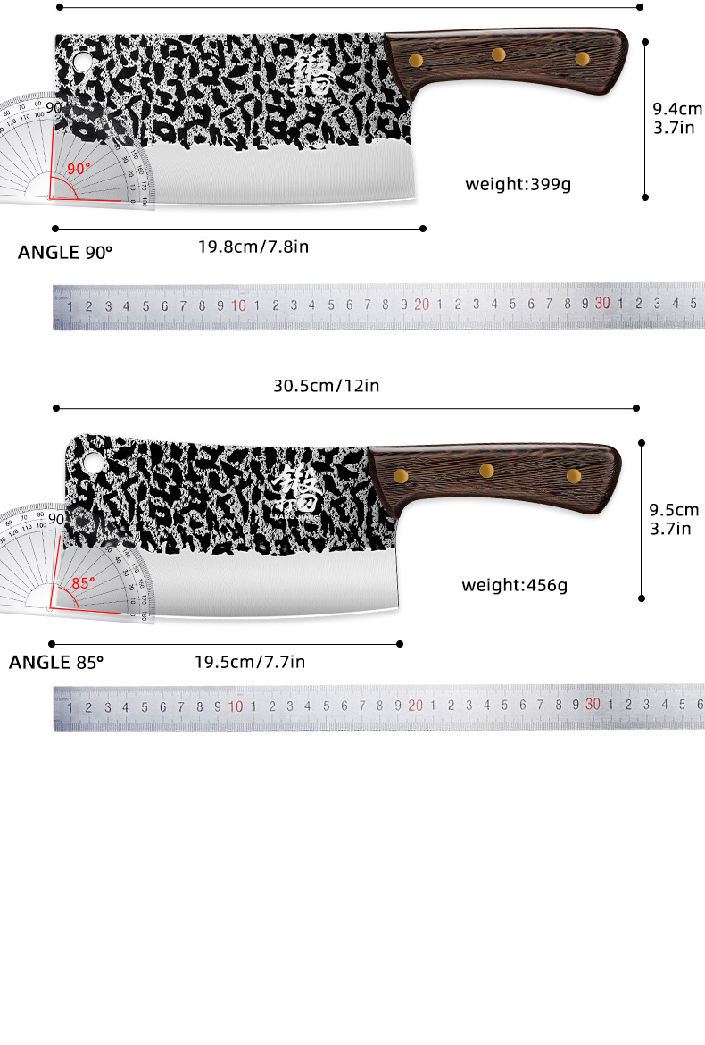 1pc Bone Chopper Knife 7.7in/19.5cm Stainless Steel Butcher Knife
