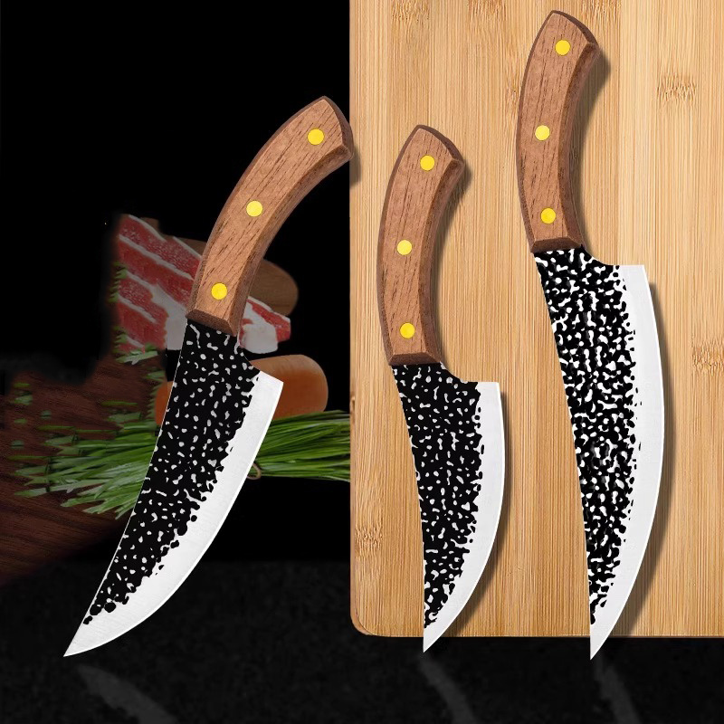 Kitchen Knives 4-piece Set, Sharp Kitchen Knife, Damascus Pattern Fruit  Knife, Small Meat Knife, Boning Knife, Portable For Home And Outdoor Cooking
