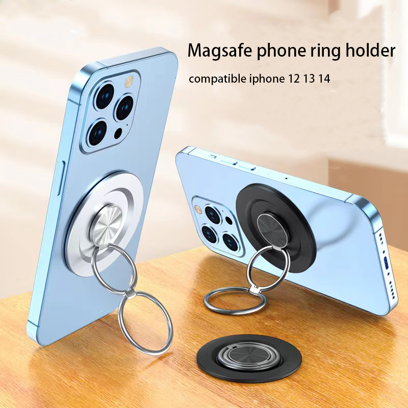 Magnetic Cell Phone Ring Holder Compatible with iPhone 12 13 14 Series  MagSafe Removable Cell Phone Grip Kickstand