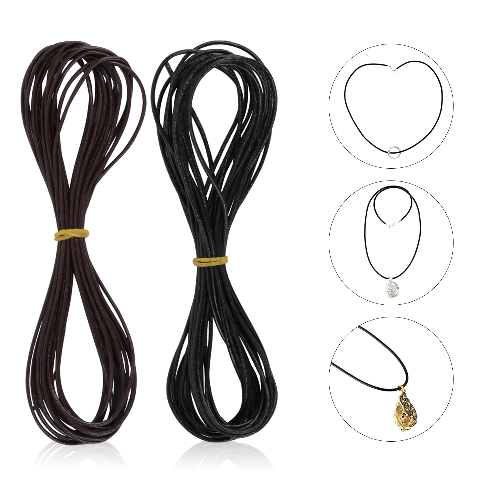 1set 1.5MM Genuine Leather Cord, 5 Meters/Roll Round Leather Cord With 50  Pcs Jump Rings, Lobster Clasps And Clamp Ends, Necklace Cord String For DIY