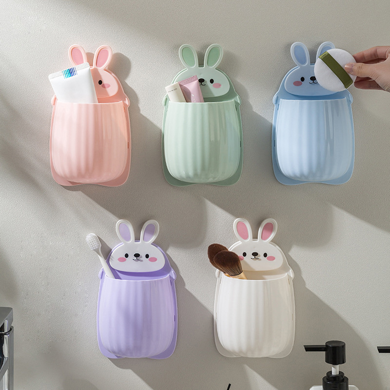 Cute Rabbit Storage Rack, Makeup Brush Storage Box, Bathroom Wall