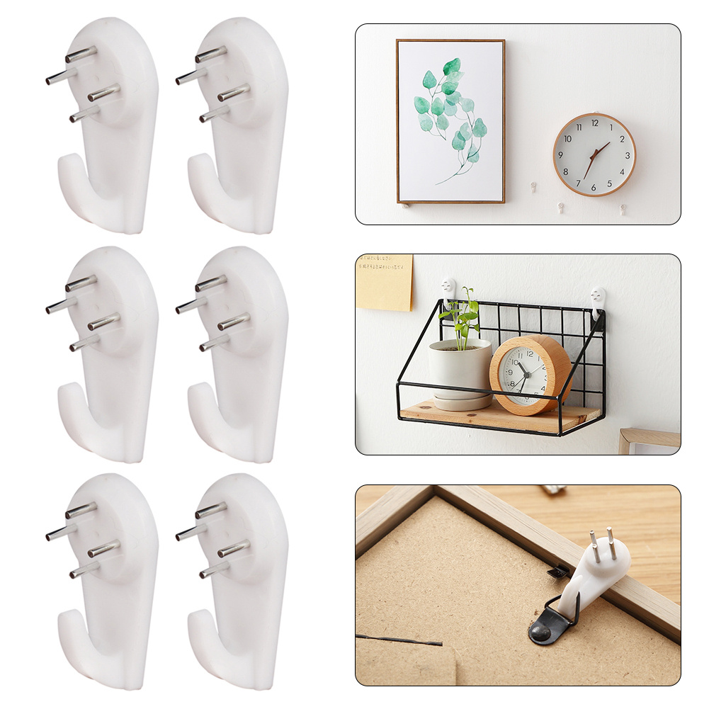 21pcs Photo Frame Hanging Hooks, White Painting Hooks, Plastic Invisible  Wall Hooks, Wall-Mounted Photo Picture Nail Hook Hangers, Simple And Durable