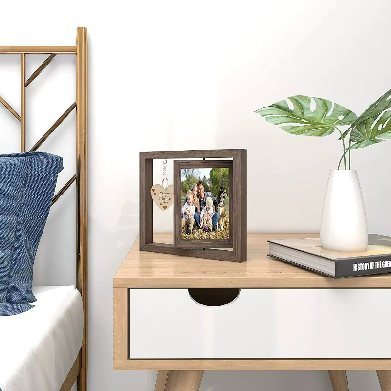 Creative Wooden Photo Frame Double sided Rotating Photo - Temu