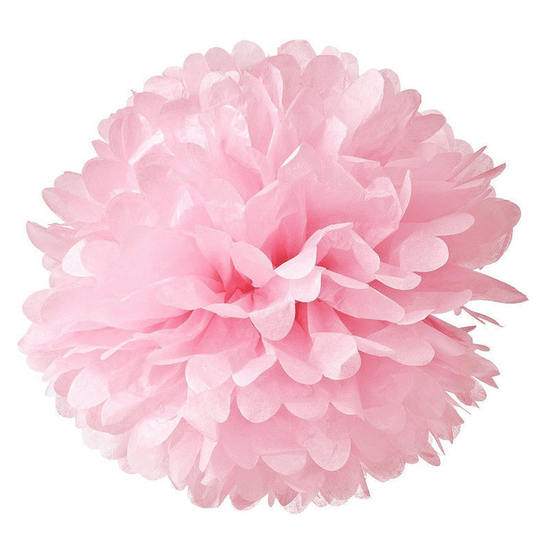 Hot Sale 15pcs 25cm(10inch) Light Pink Tissue Paper Pom Poms Wedding Party  Decoration, Paper Flower