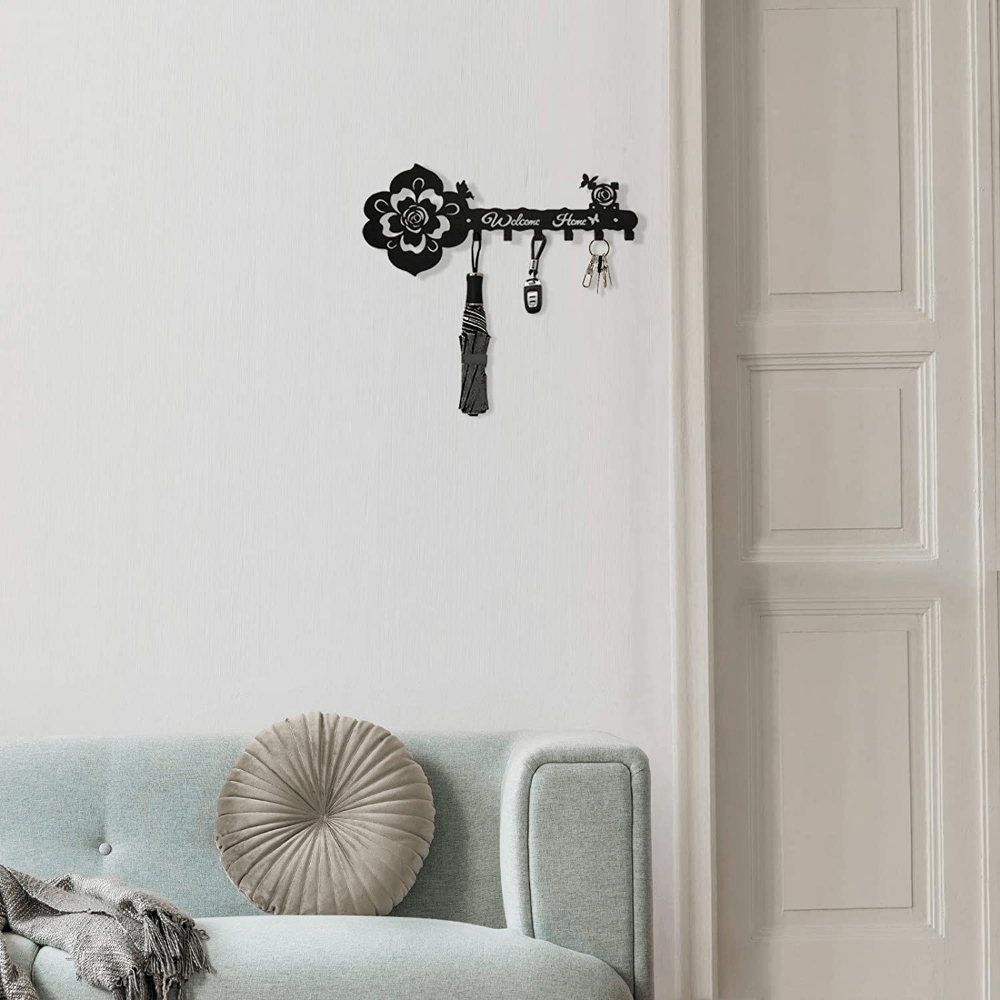 Two Butterfly Decorative Metal Wall Hooks for Keys | 5 Hook Love-Bird Wall  Hooks Rack/Holder for Kitchen Utensil, Wall Mounted Key Holder Key Rack Key