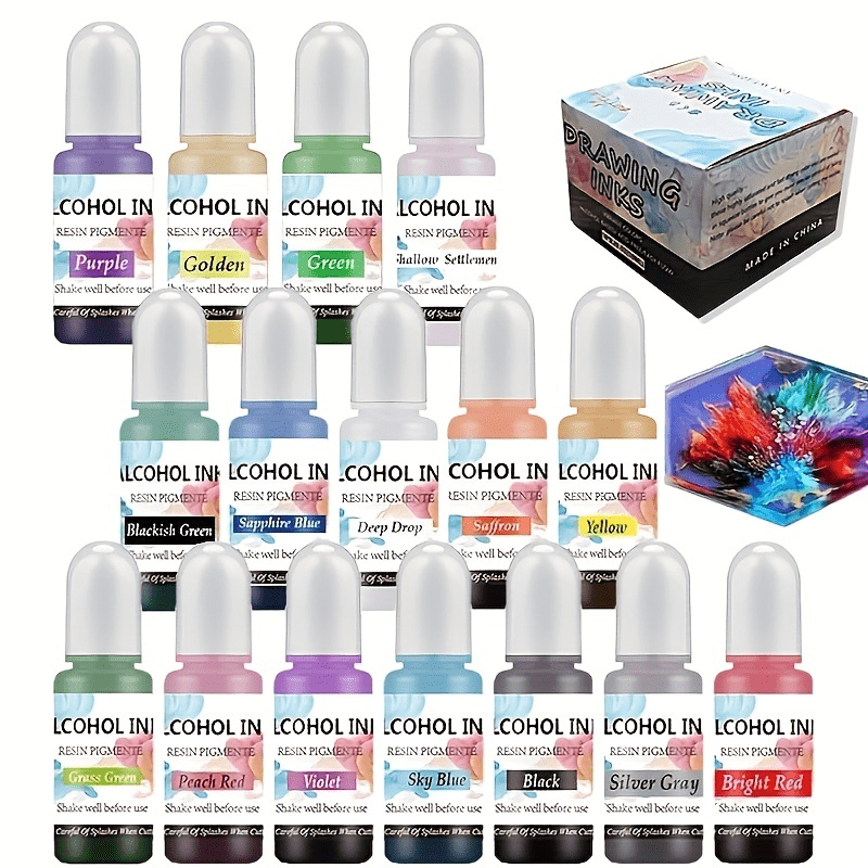 

16pcs Epoxy Resin Pigment Set - Alcohol Liquid Colorant Dye For Uv Epoxy Resin Mold Crafting & Jewelry Making