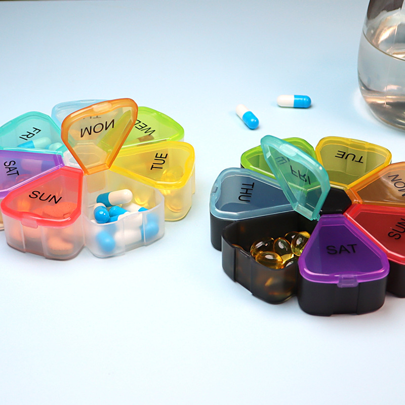 Rainbow Pill Organizer Portable 7 Day Medicine Box With For - Temu