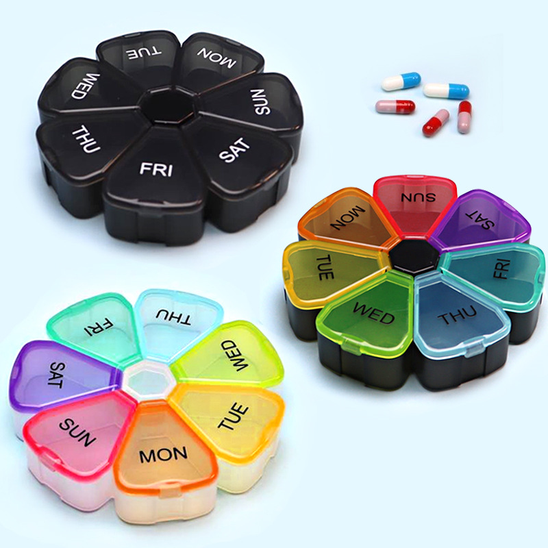 Rainbow Pill Organizer Portable 7 Day Medicine Box Travel - Temu