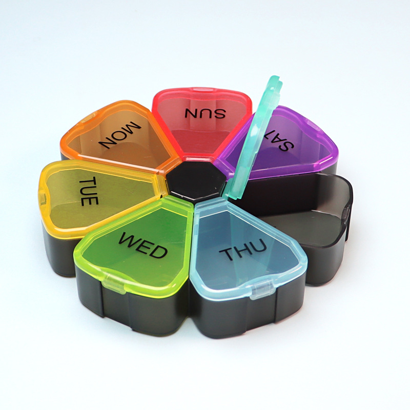 Rainbow Pill Organizer Portable 7 Day Medicine Box With For - Temu